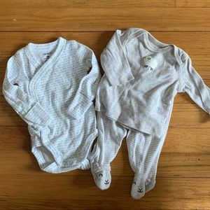 Carter’s newborn long sleeve onesie and footie matching set